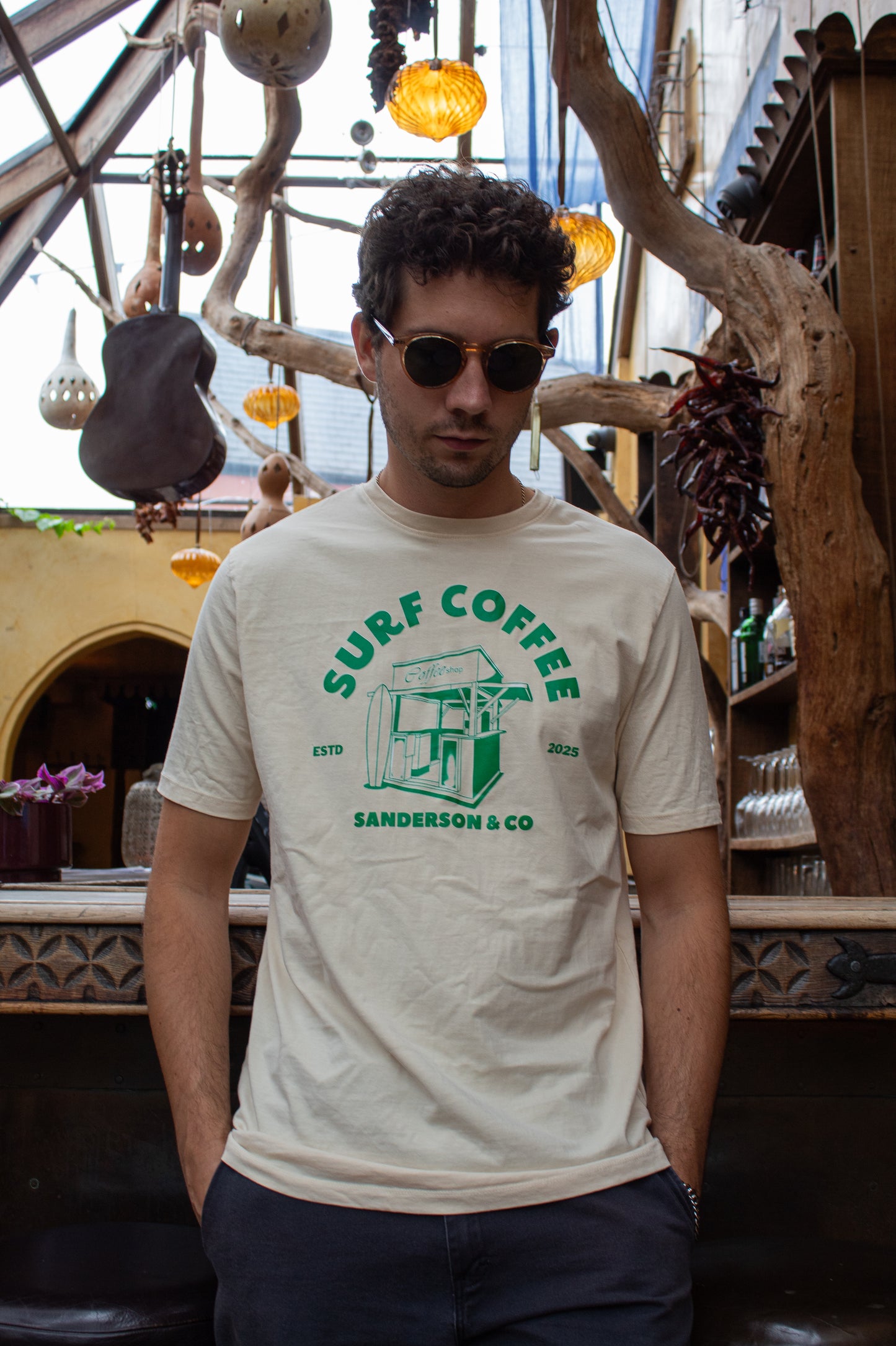 Sanderson Surf Coffee T-Shirt - Cream