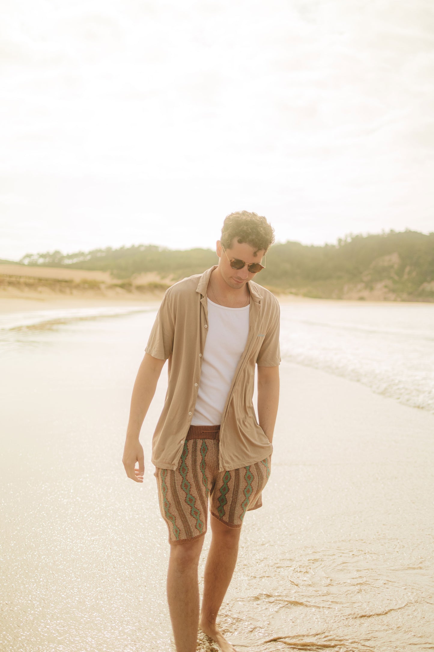 Sanderson Bowling Shirt - Washed Cream Coffee
