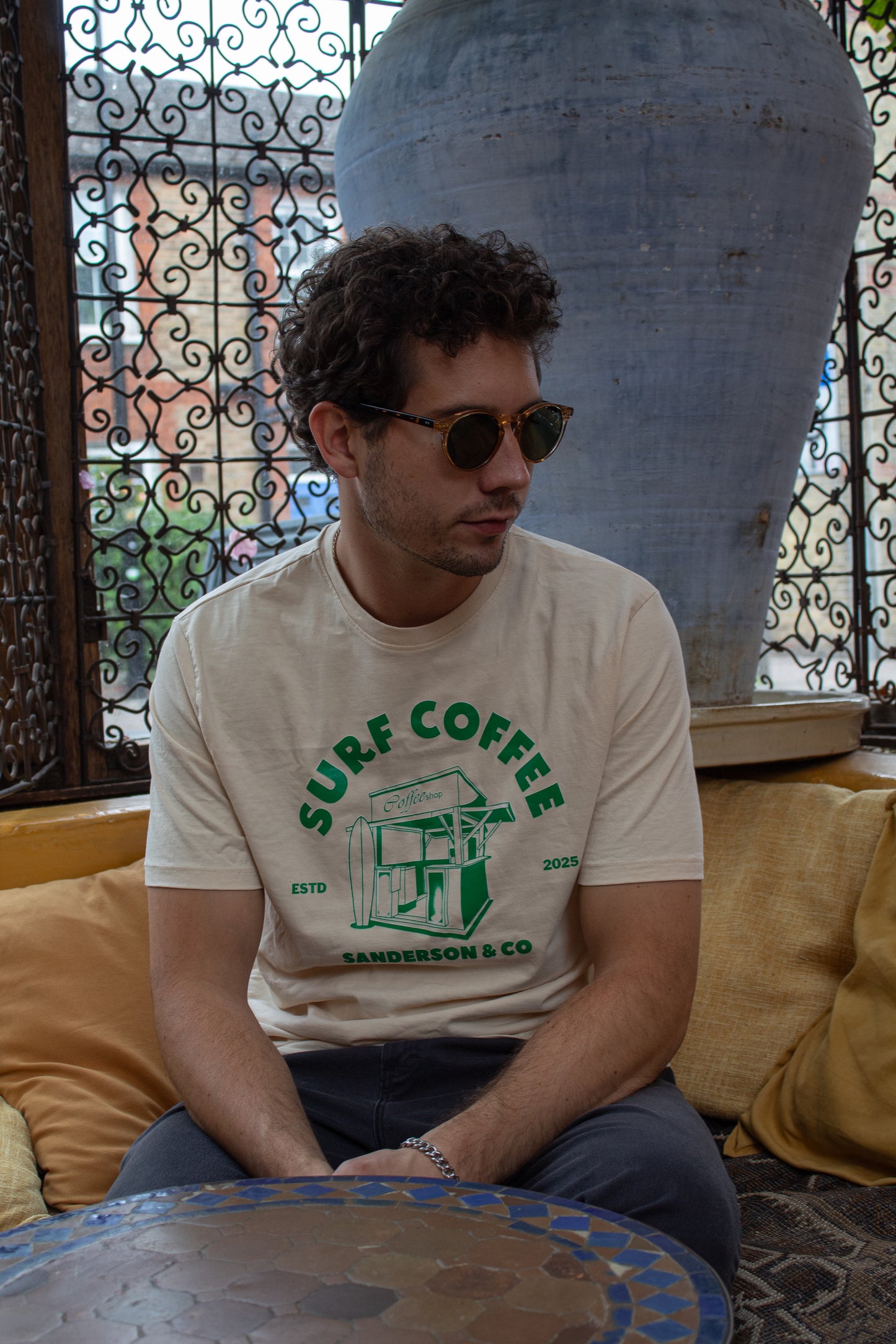 Sanderson Surf Coffee T-Shirt - Cream