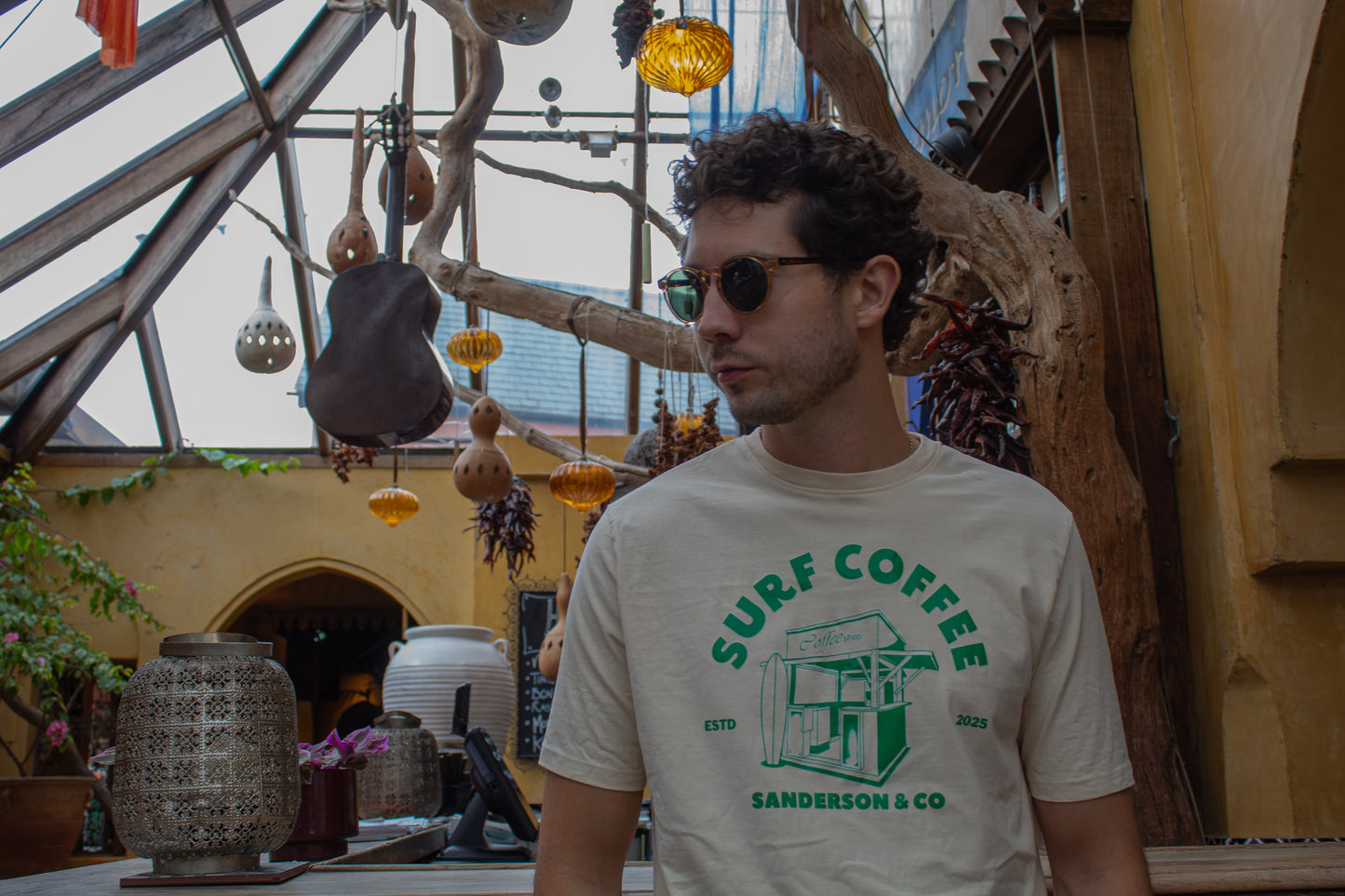 Sanderson Surf Coffee T-Shirt - Cream